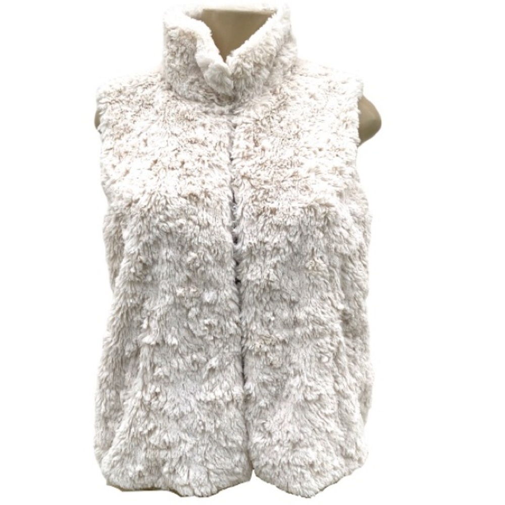 Betsy Johnson Cream Ivory Faux Fur Sleeveless Plush Vest Size S Fairycore Kawaii